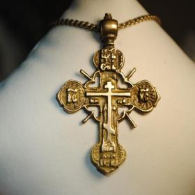 старинный нательный крест литье бронза латунь состояние!  